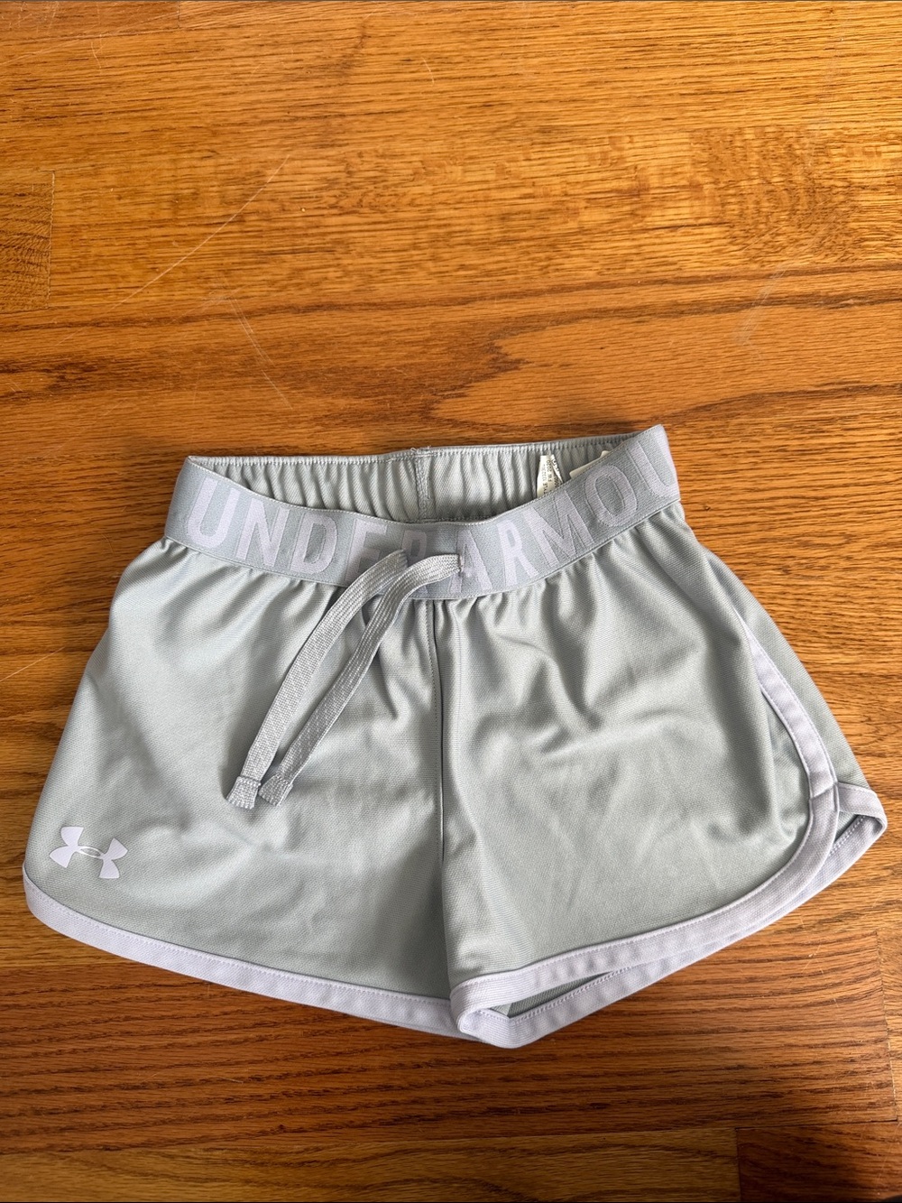 Under Armour Pale Gray Girls' Athletic Shorts with Logo Waistband